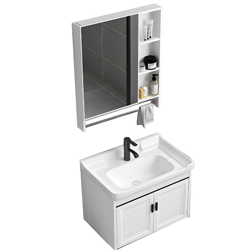 Washing basin with cabinet and mirror, ceramic and wooden sandwich board, spec 580*480*670mm